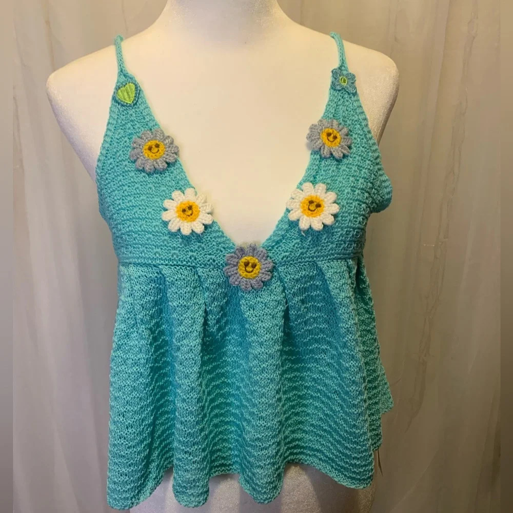 Cider Smiley Daisy Knit Tank - Picture 1 of 3